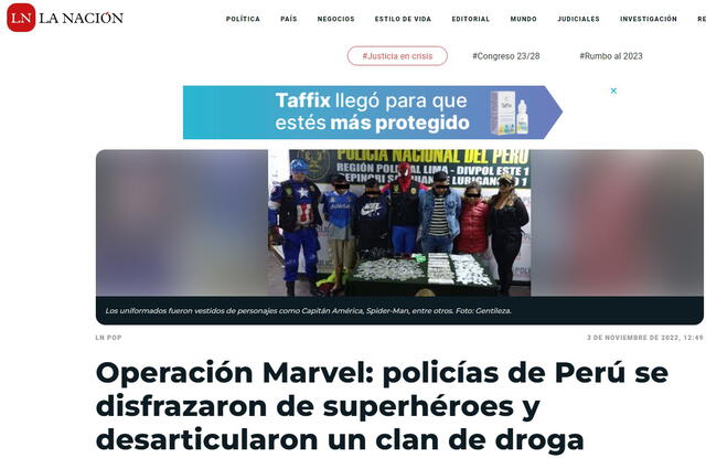Así informó la prensa internacional sobre la operación "Marvel" realizada en Perú por Halloween