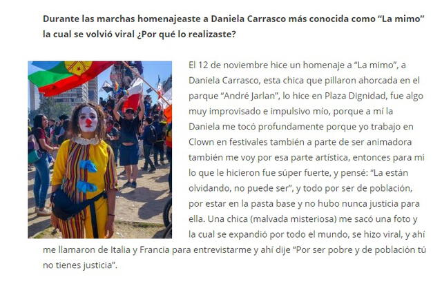 Entrevista a la estudiante de actuación. Foto: captura de la web Portal Puente Alto. Entrevista a la estudiante de actuación. Foto: captura de la web Portal Puente Alto.