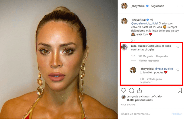 Sheyla Rojas responde en Instagram.