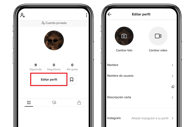Ingresa al apartado de edición de tu perfil de TikTok. Foto: La República