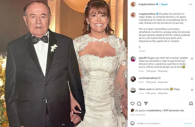  Magaly Medina y su sentido mensaje tras el fallecimiento de su padre. Foto: Instagram Magaly Medina<br> 