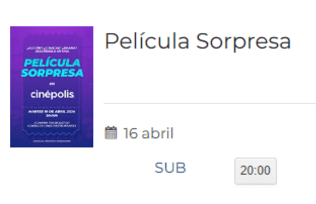 La preventa de Película Sorpresa estará disponible este 9 de abril en México. Foto: Cinépolis   