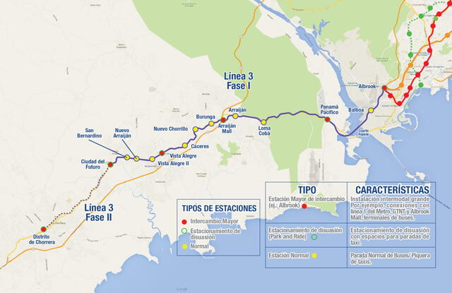  Esta es la ruta de la nueva línea 3 Metro de Panamá. Foto: El Metro de Panamá<br>    