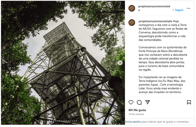  La tecnología fue fundamental para descubrir el asentamiento oculto en la selva amazónica, permitiendo mapear estructuras bajo la vegetación sin dañarla. Foto: Amazônia Revelada   