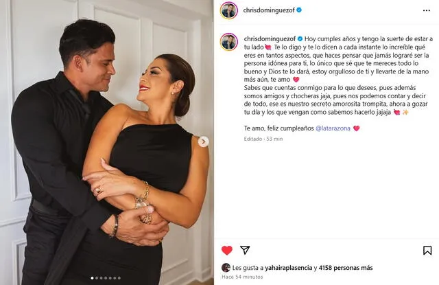 Mensaje de Christian Domínguez a Karla Tarazona. Foto: instagram. Mensaje de Christian Domínguez a Karla Tarazona. Foto: instagram.