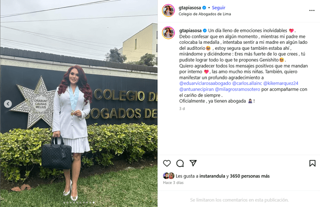 Génesis Tapia. Foto: Instagram   