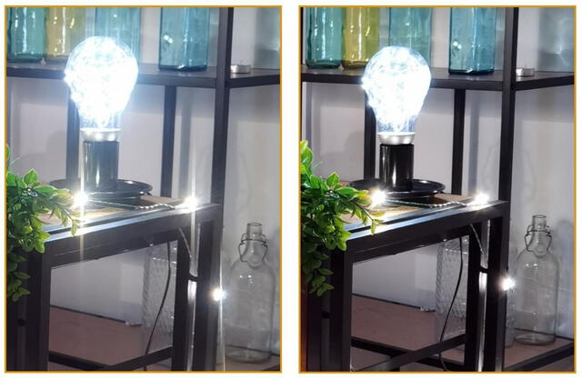 Foto comparativa entre una cámara intacta y otra con ralladuras