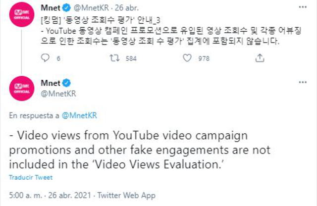 Mnet: observación en streaming para Kingdom. Foto: Twitter