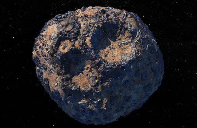 Ilustración de 16 Psyche. Según los datos obtenidos de la Tierra, los científicos creen que el asteroide es una mezcla de metal y roca. Foto: NASA / JPL-Caltech / ASU