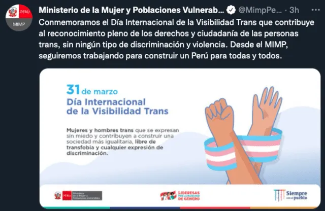 Mimp sobre el Día de la visibilidad trans