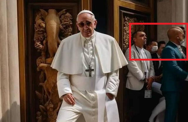  Señales de mala renderización en las imágenes del papa. Foto: captura de Facebook   