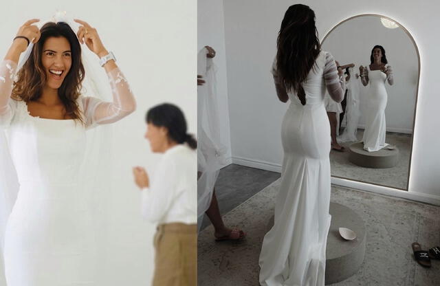 Alessandra Bonelli muestra su vestido de novia. Foto: Alessandra Bonelli/Instagram<br><br>    