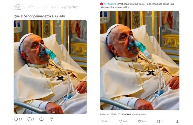 <em>Desinformación sobre el papa Francisco. Foto: captura de Threads / X</em>   
