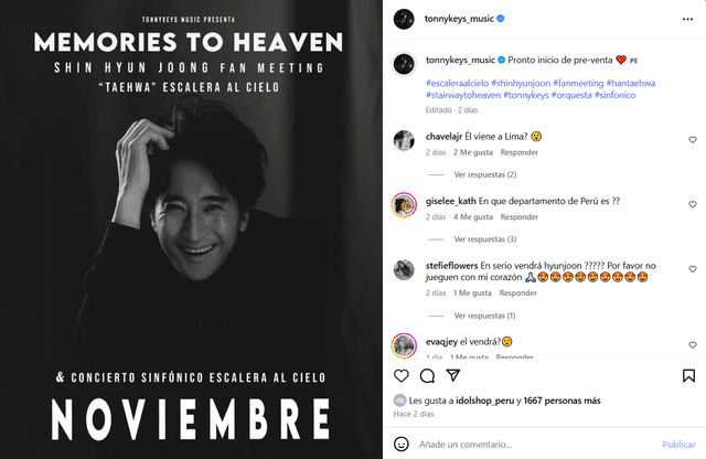 Shin Hyun Joon llega a Perú. Foto: Instagram Shin Hyun Joon llega a Perú. Foto: Instagram