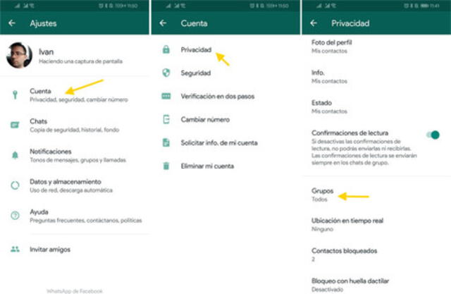 Puedes configurar quién puede agregarte a grupos desde las opciones de WhatsApp. Foto: Xataka Android