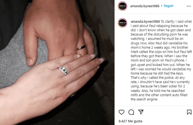 Amanda Bynes revela que encontró pornografía en el celular de su prometido y lo echó de su casa. Foto: Instagram