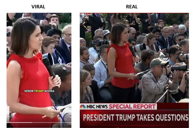 <em>Comparación entre fotogramas de la versión manipulada (izquierda) y original (derecha). Foto: captura de X / YouTube</em>   