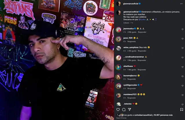 Publicación hecha por Gian Marco mostrando su pesar por la muerte de Eduardo Ruiz. Foto: Instagram.   