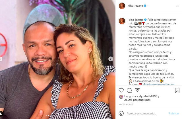 Tilsa Lozano conmovió a sus fans al publicar un emotivo mensaje de cumpleaños a su pareja Jackson Mora. Foto: Tilsa Lozano Instagram