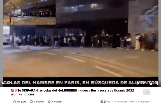 Video viral sobre las colas del hambre en España y Francia. Foto: captura LR/Facebook.