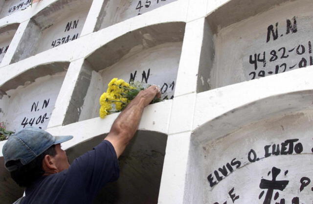 Pabellón de víctimas no reconocidas. Foto: AFP
