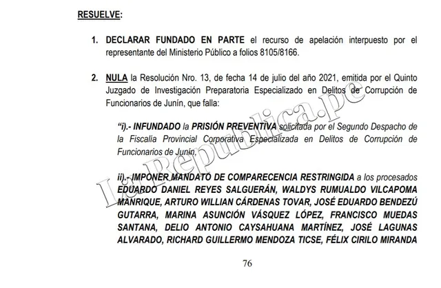 Resolución de caso Los Dinámicos del Centro. Foto: captura