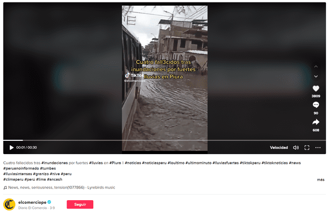  Video de una custer en agua. Foto: captura&nbsp; en TikTok&nbsp;/ El Comercio.    