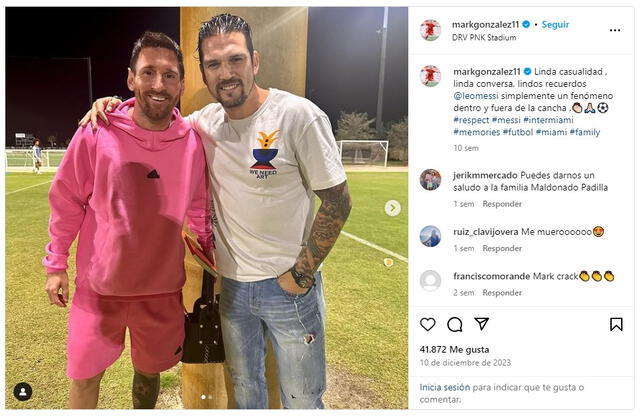 La escena verdadera es entre Lionel Messi y Mark González. Fuente: captura de Instagram    