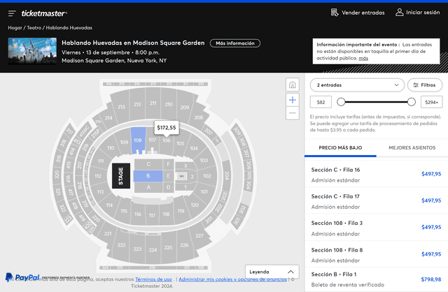 ¿Jorge Luna y Ricardo Mendoza harán sould out? Foto: captura/ticketmaster   