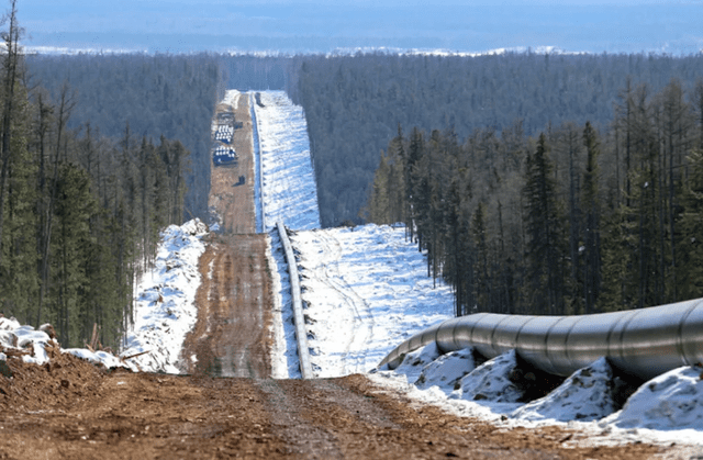 La primera fase, Fuerza de Siberia 1, inició operaciones en 2019 y actualmente transporta 38.000 millones de metros cúbicos anuales hacia la provincia china de Heilongjiang. Foto: Asia News   