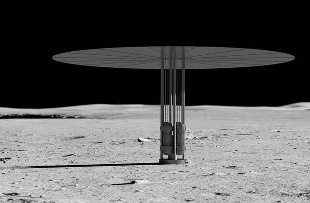 Representación de un reactor nuclear en la superficie de la Luna. Foto: NASA Representación de un reactor nuclear en la superficie de la Luna. Foto: NASA