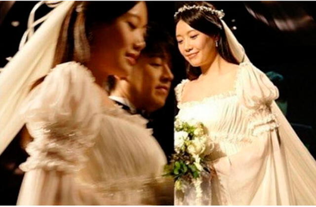 Ryu Shi Won el día de su boda con su primera esposa, la bailarina Jo Soo In.