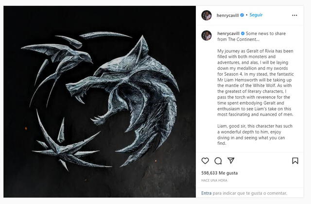 Henry Cavill dejará "The witcher". Actor ennvió un mensaje a los fans. @henrycavill