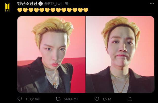 Post de Hoseok previo al show central de los BBMAs. Foto: captura Twitter