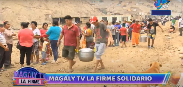 Magaly Medina's production reached Jicamarca to provide food aid to victims.  Photo: YouTube/Magaly ATV. 