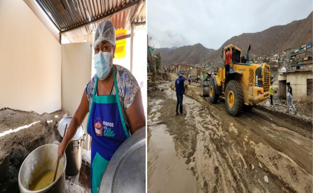 En los distritos de Chosica, Cieneguilla, Comas y otros, las ollas comunes han sufrido la pérdida de utensilios debido a las inundaciones y huaicos. Foto: Composición Lr/Municipalidad de Lima/Defensoría del Pueblo   