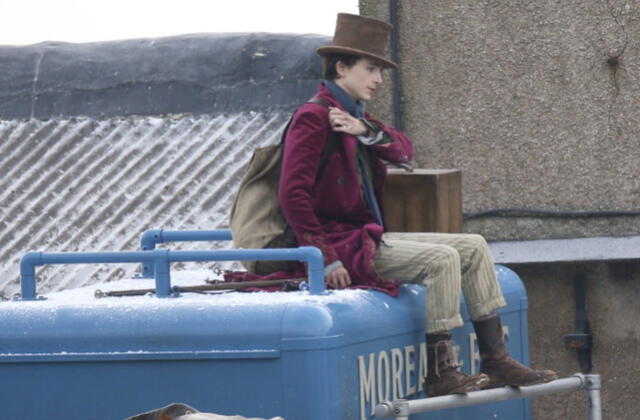 Timothée Chalamet en escenas filtradas desde el rodaje de Wonka. Foto: Screen Rant.