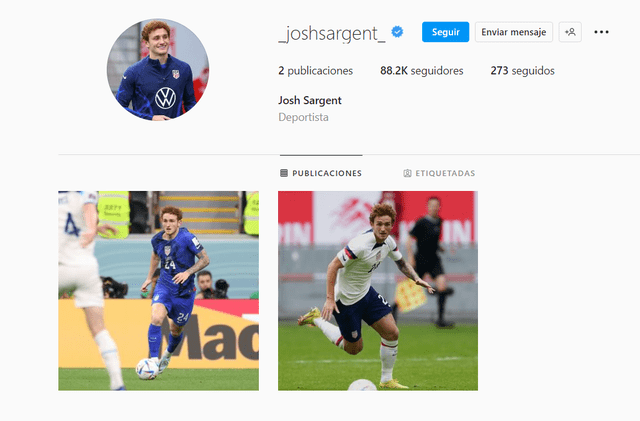 Instagram oficial de Josh Sargent