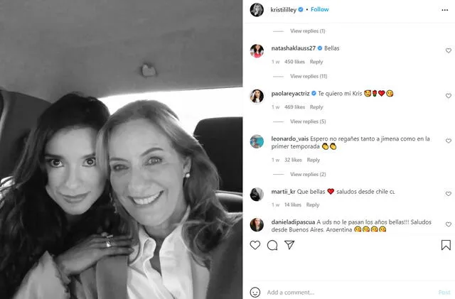 Kristina Lilley junto a Paola Rey para Pasión de gavilanes 2. Foto: Instagram/@kristililley