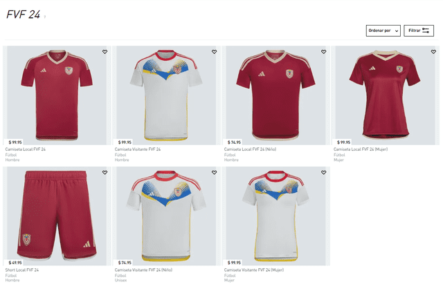 Adidas puso a la venta la nueva camiseta de Venezuela en el exterior. Foto: Adidas   