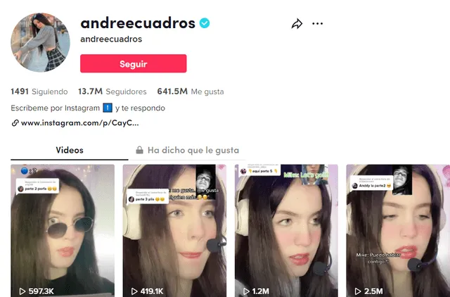 Andrea Cuadros tiene más de 13 millones de seguidores en TikTok. Foto: Andrea Cuadros/TikTok