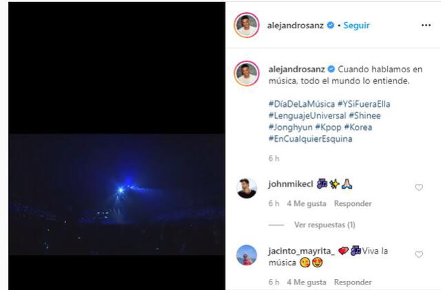 Alejandro Sanz en Instagram. Foto: captura
