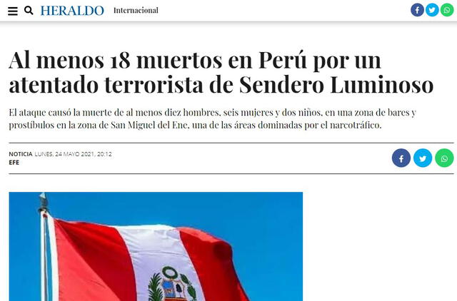 Publicación de El Heraldo. Foto: captura web