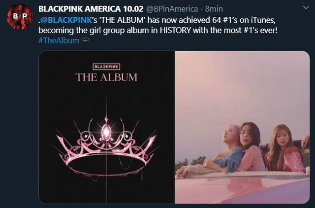 Récord de BLACKPINK con "Lovesick girls" en iTunes. Foto: Captura publicación @BPinAmerica