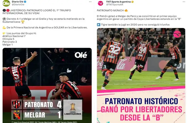  Así informó la prensa argentina sobre la goleada de Patronato a Melgar. Foto: captura de Olé/TNT Sports   