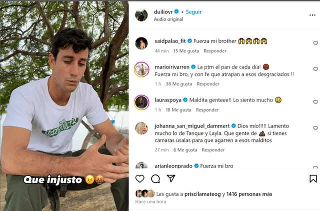  Amigos de Duilio Vallebuona le mostraron su respaldo en redes sociales. Foto: Instagram/Duilio Vallebuona   