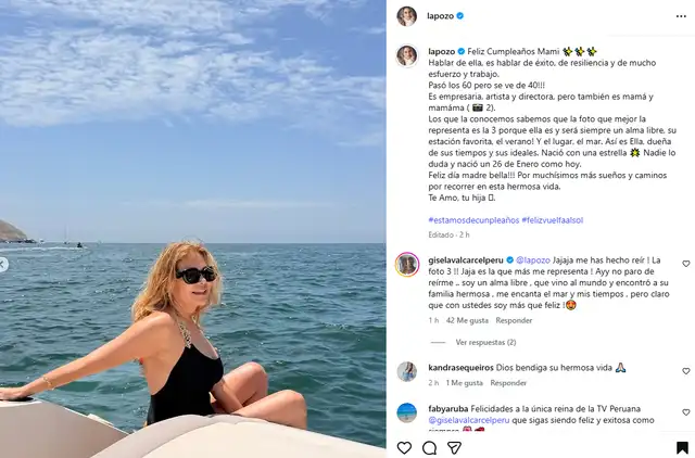 Mensaje de Ethel Pozo a Gisela. Foto: captura/Instagram Mensaje de Ethel Pozo a Gisela. Foto: captura/Instagram