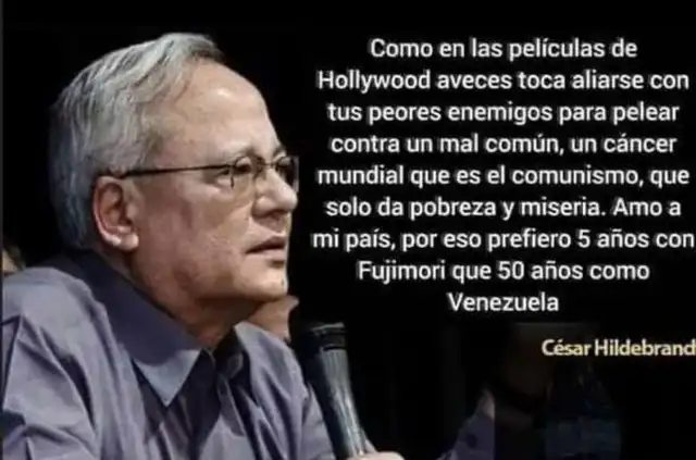 Publicación viral atribuye una cita falsa al periodista César Hildebrandt. Foto: captura en Facebook Publicación viral atribuye una cita falsa al periodista César Hildebrandt. Foto: captura en Facebook