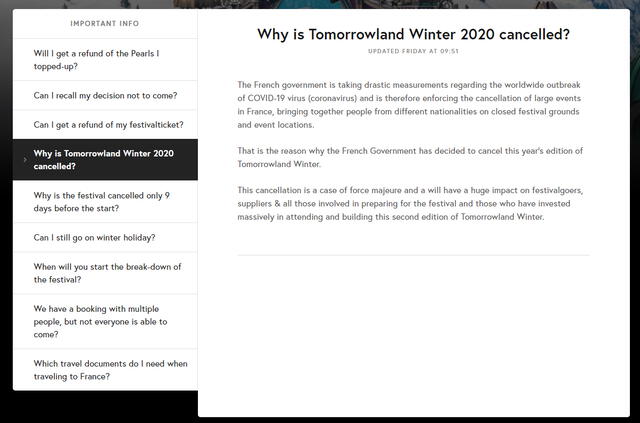 ¿Por qué se canceló el Tomorrowland Winter? La organización lo explica en su sitio oficial.