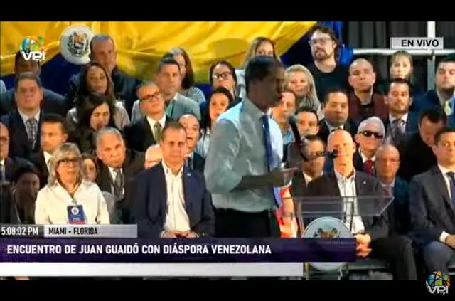 Juan Guaidó desde el acto en Miami. Foto: captura